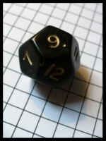 Dice : Dice - 12D - VBlack and Gold Swirl With Bronze Numerals